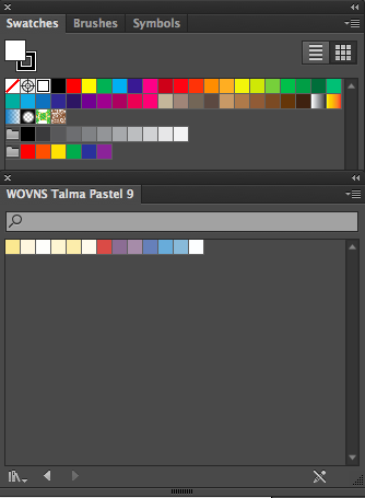 Loading WOVNS swatches in Illustrator.