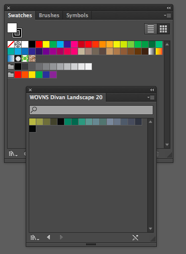 Loading WOVNS swatches in Illustrator.